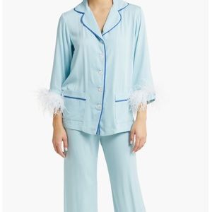 Sleeper Pajamas Feather Trimmed Blue Size M NWT